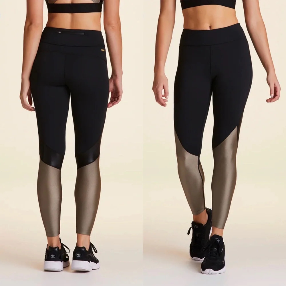 Alala Captain Ankle Tight Leggings in Black + Gold Dust Size Small